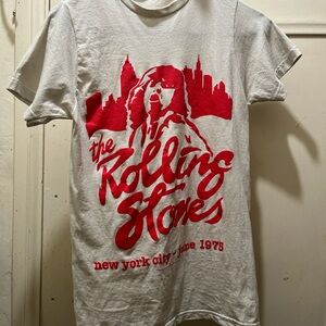 The Rolling Stones Cream Colored Tee with Red Graphic
